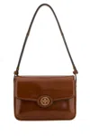 Tory Burch Caramel Leather Robinson Shoulder Bag In Brown