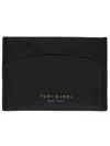 Tory Burch Womens Black Romy Flat Foil-print Leather Card Holder In Black