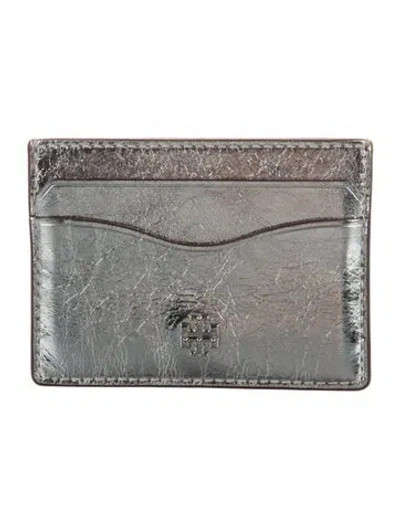 Pre-owned Tory Burch Card Holder In Silver