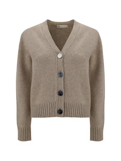 Tory Burch V-neck Buttoned Knitted Cardigan In Grey
