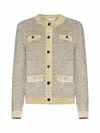 Tory Burch Kendra Cardigan In Ivory / Metallic Gray