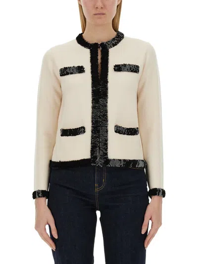 Tory Burch Sequin-embellished Cardigan In Beige