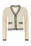 Tory Burch Ivory Stretch Wool Blend Kendra Cardigan