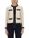 Tory Burch Sequin-embellished Cardigan In White