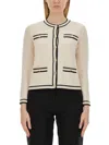 Tory Burch Kendra Merino Wool Cardigan In White