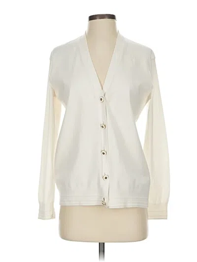 Pre-owned Tory Burch Cardigan Sweater In White
