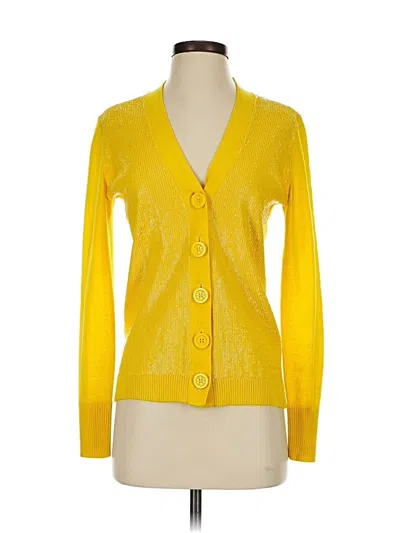 Pre-owned Tory Burch Cardigan Sweater In Yellow
