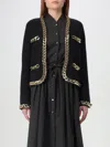 Tory Burch Kendra Chain-embellished Waffle-knit Cardigan In Black