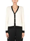 TORY BURCH TORY BURCH CARDIGAN WITH CONTRASTING FINISH