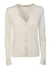 Tory Burch Wool And Silk Cardigan In White