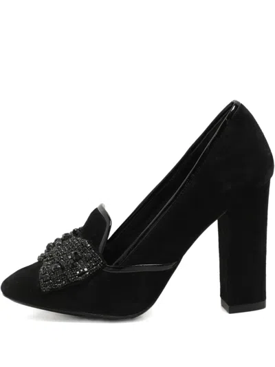 Pre-owned Tory Burch Carissa Bow Suede Pumps In Black