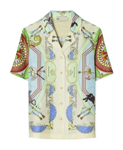 Tory Burch Carousel-print Silk Shirt In Multicolor