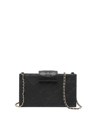 Tory Burch Black Mini Fleming Chain Wallet