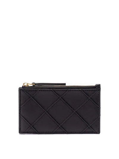 Tory Burch Fleming Zip Card Case In Black