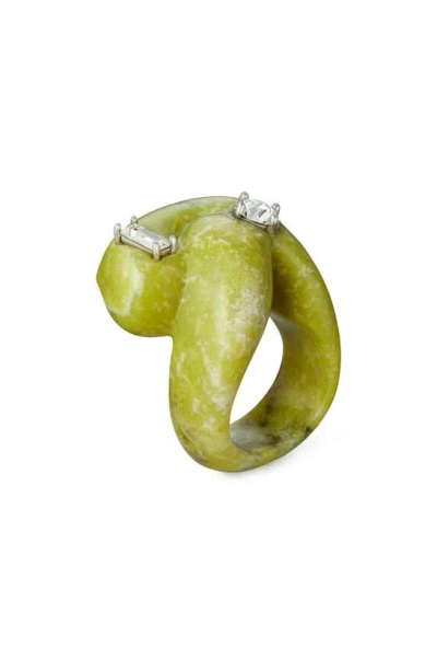 Tory Burch Carved Semiprecious Ring In Jade