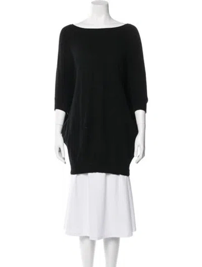 Pre-owned Tory Burch Cashmere Bateau Neckline Sweater In Black