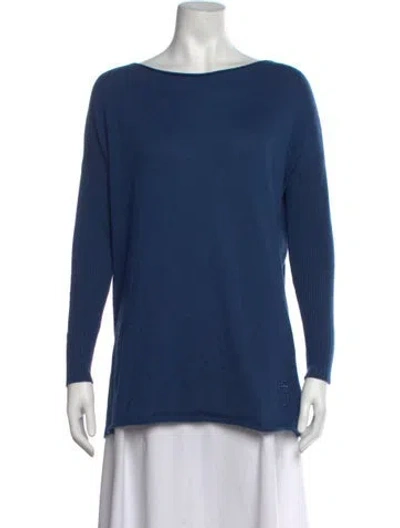 Pre-owned Tory Burch Cashmere Bateau Neckline Sweater In Blue