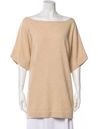Pre-owned Tory Burch Cashmere Bateau Neckline Sweater In Brown