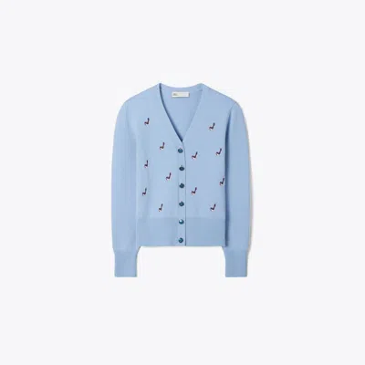 Tory Burch Cashmere Birdie Cardigan In Blue