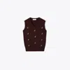 Tory Burch Cashmere Birdie Sweater Vest In Brown