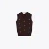 Tory Burch Cashmere Birdie Sweater Vest In Brown
