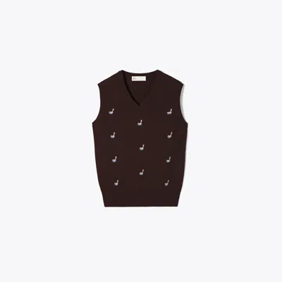 Tory Burch Cashmere Birdie Sweater Vest In Brown