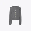 Tory Burch Cashmere Cardigan In Dark Steel Melange