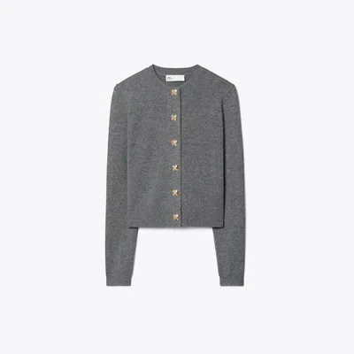 Tory Burch Cashmere Cardigan In Dark Steel Melange