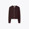 Tory Burch Cashmere Cardigan In Dark Winterberry