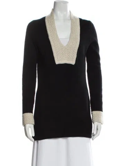 Pre-owned Tory Burch Cashmere Colorblock Pattern Sweater In Black
