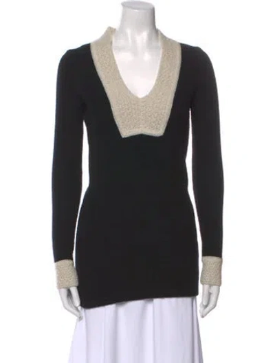 Pre-owned Tory Burch Cashmere Colorblock Pattern Sweater In Black