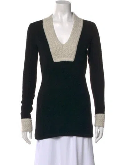 Pre-owned Tory Burch Cashmere Colorblock Pattern Sweater In Black