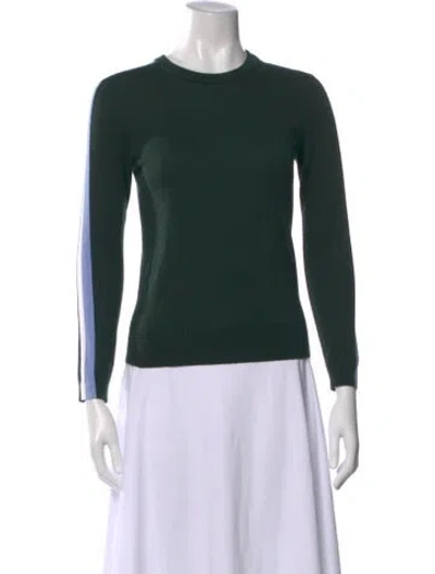 Pre-owned Tory Burch Cashmere Colorblock Pattern Sweater In Green