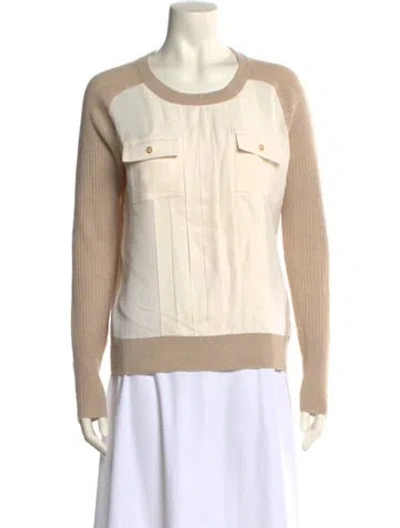 Pre-owned Tory Burch Cashmere Colorblock Pattern Sweater In Neutral