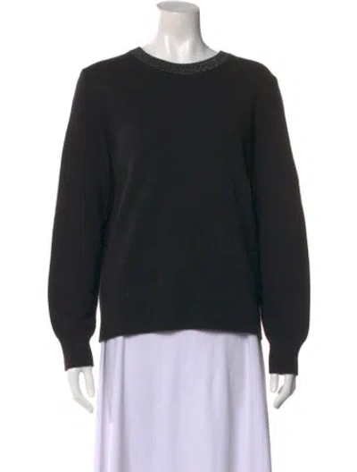 Pre-owned Tory Burch Cashmere Crew Neck Sweater In Black