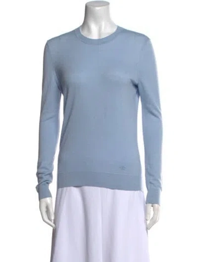 Pre-owned Tory Burch Cashmere Crew Neck Sweater In Blue
