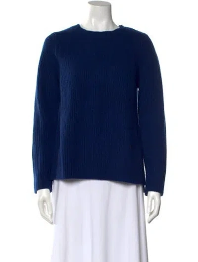 Pre-owned Tory Burch Cashmere Crew Neck Sweater In Blue