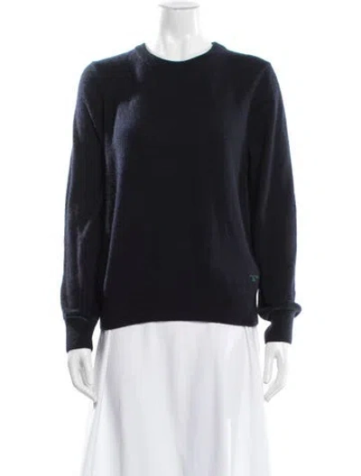 Pre-owned Tory Burch Cashmere Crew Neck Sweater In Blue