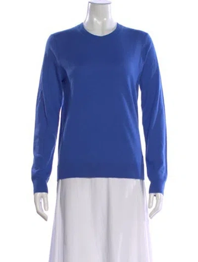 Pre-owned Tory Burch Cashmere Crew Neck Sweater In Blue