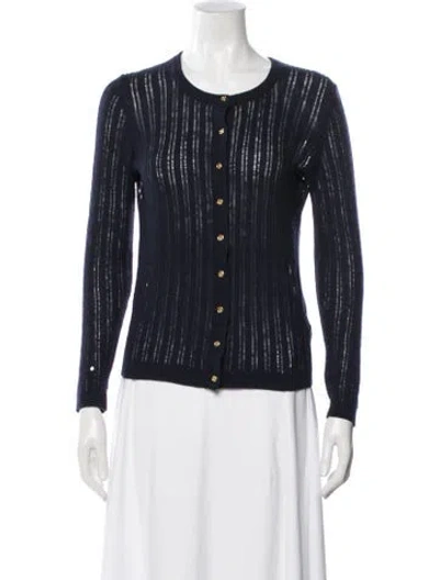 Pre-owned Tory Burch Cashmere Crew Neck Sweater In Blue