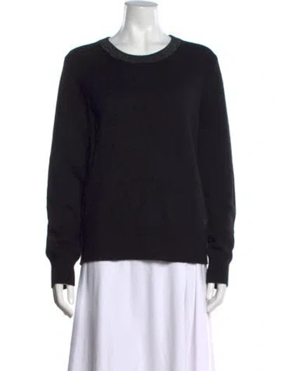 Pre-owned Tory Burch Cashmere Crew Neck Sweater In Blue
