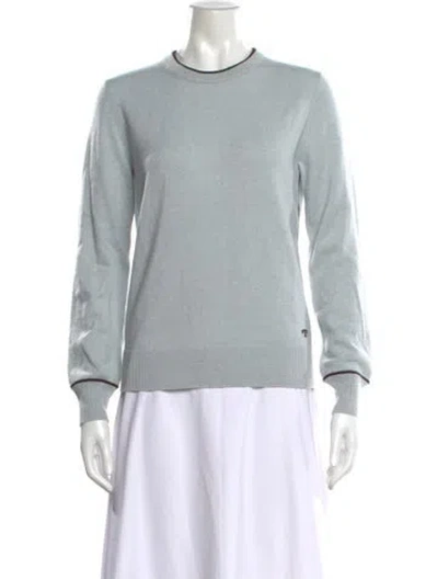 Pre-owned Tory Burch Cashmere Crew Neck Sweater In Blue