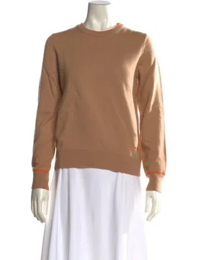 Pre-owned Tory Burch Cashmere Crew Neck Sweater In Brown