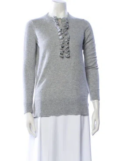 Pre-owned Tory Burch Cashmere Crew Neck Sweater In Gray