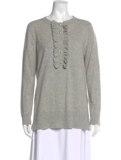 Pre-owned Tory Burch Cashmere Crew Neck Sweater In Gray
