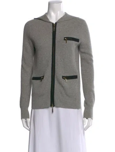 Pre-owned Tory Burch Cashmere Crew Neck Sweater In Gray