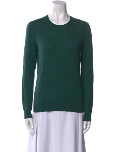 Pre-owned Tory Burch Cashmere Crew Neck Sweater In Green
