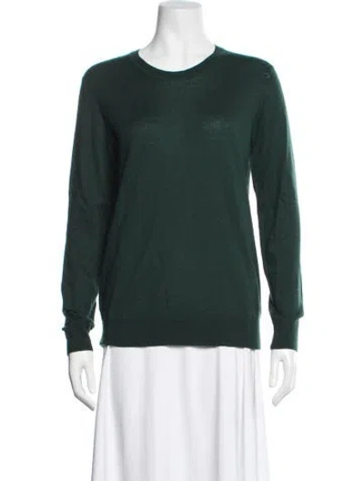 Pre-owned Tory Burch Cashmere Crew Neck Sweater In Green