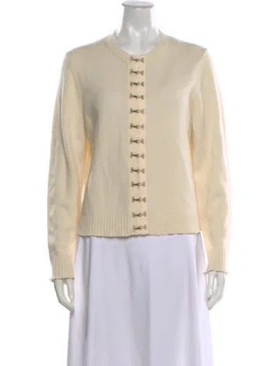 Pre-owned Tory Burch Cashmere Crew Neck Sweater In Neutral