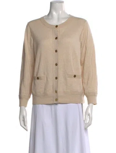 Pre-owned Tory Burch Cashmere Crew Neck Sweater In Neutral